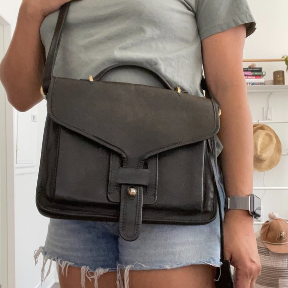 Opening Ceremony 3 Zipper Leather Satchel Purse - Picture 12 of 13